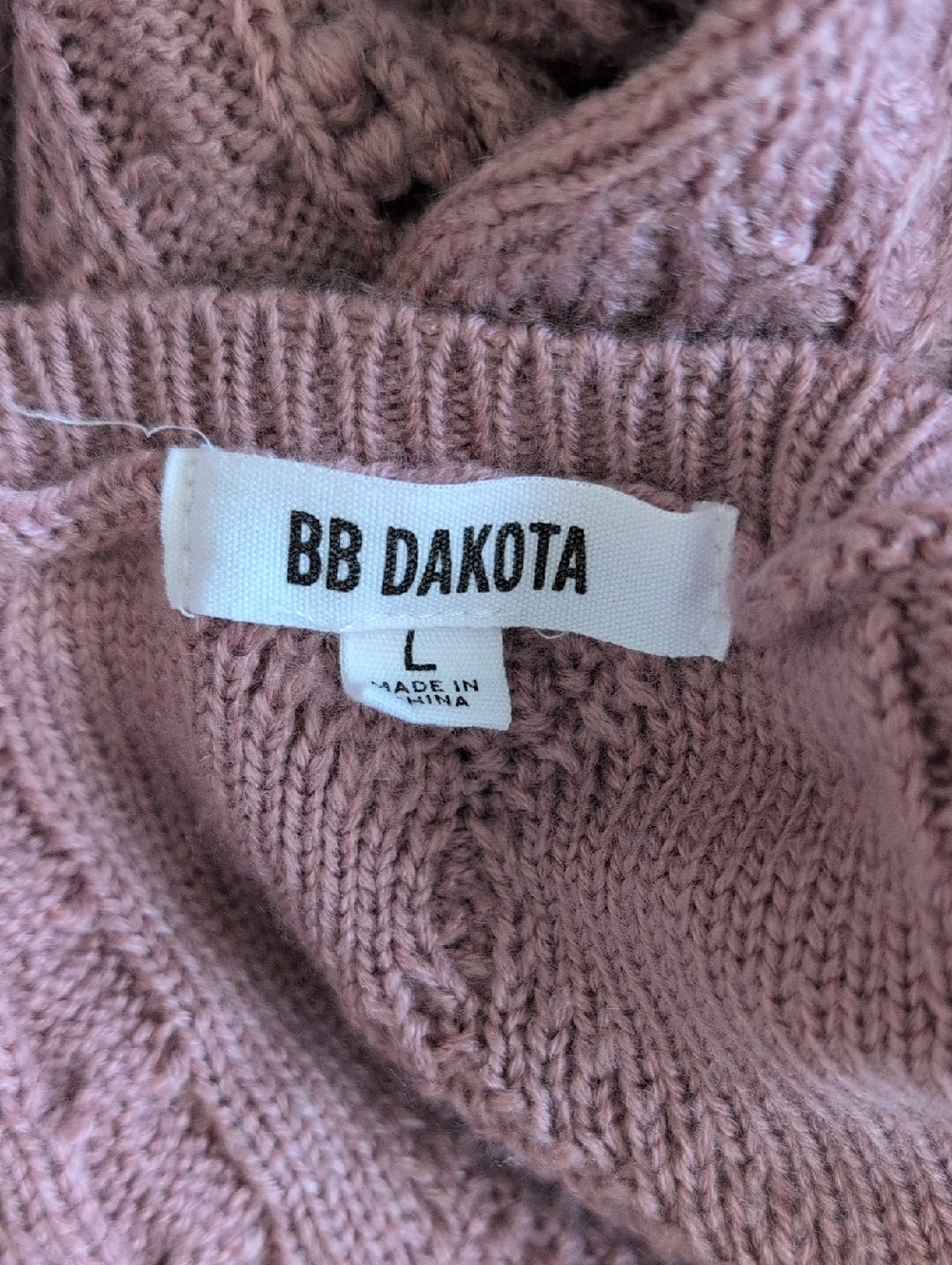BB Dakota madden Fringe Out Dusty Rose Cable Knit Short Sleeve Sleeve Sweater L - Picture 8 of 10